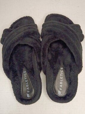 Fabletics Black Terry Criss Cross Slippers Approx Women’s 9-10